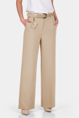 Φαρδύ μπεζ γυναικείο παντελόνι 2460B-02 Acun Fashion