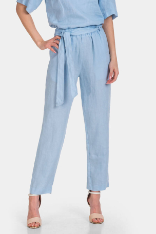Γυναικείο γαλάζιο λινό παντελόνι 7B114P-17 Caren Luis