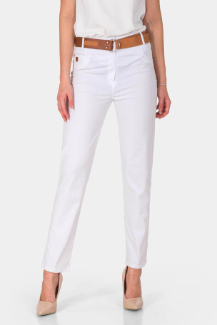 Βαμβακερό λευκό γυναικείο παντελόνι 18920-20 Kadelli