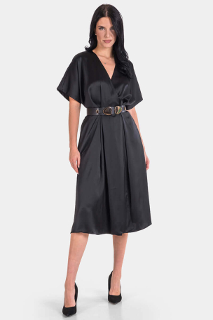 Κομψό κρουαζέ φόρεμα με ζώνη 7155-09 Designer club