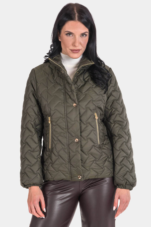 Γυναικείο πράσινο χειμερινό μπουφάν 2450-06 Caren Luis