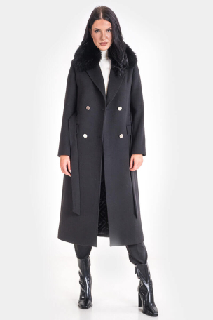 Κομψό μαύρο γυναικείο παλτό 8655-09 Eleta