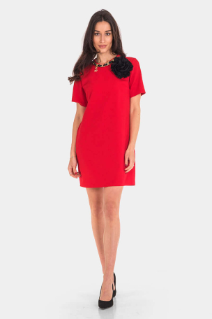 Κοντό κόκκινο κομψό φόρεμα 1083-19 Sadosa