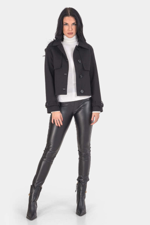 Κοντό μαύρο γυναικείο παλτό  6188-09 Dolce Bella