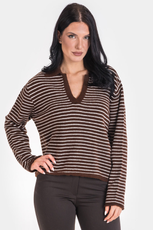 Γυναικεία πλεκτή ριγέ μπλούζα 4572-21 Nisan