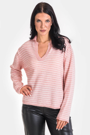 Γυναικεία πλεκτή ριγέ μπλούζα 4572-50 Nisan