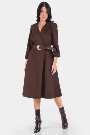 Κομψό κρουαζέ φόρεμα με ζώνη 1437-21 Esito