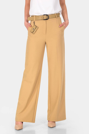 Φαρδύ μπεζ γυναικείο παντελόνι 2460-03 Acun Fashion