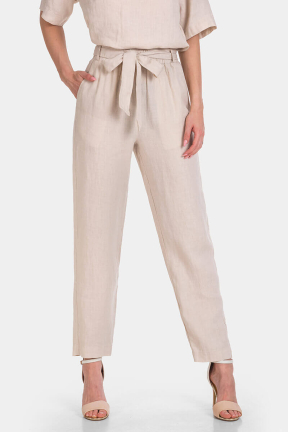 Γυναικείο μπεζ λινό παντελόνι 7B114P-02 Caren Luis