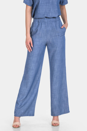 Φαρδύ μπλε γυναικείο παντελόνι 25038P-08 Trend up