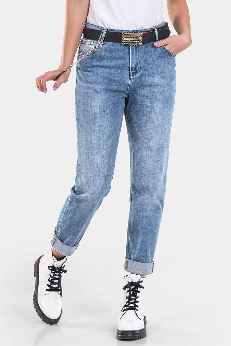 Бойфренд дамски дънки 6346-75 INDIGO Fashion