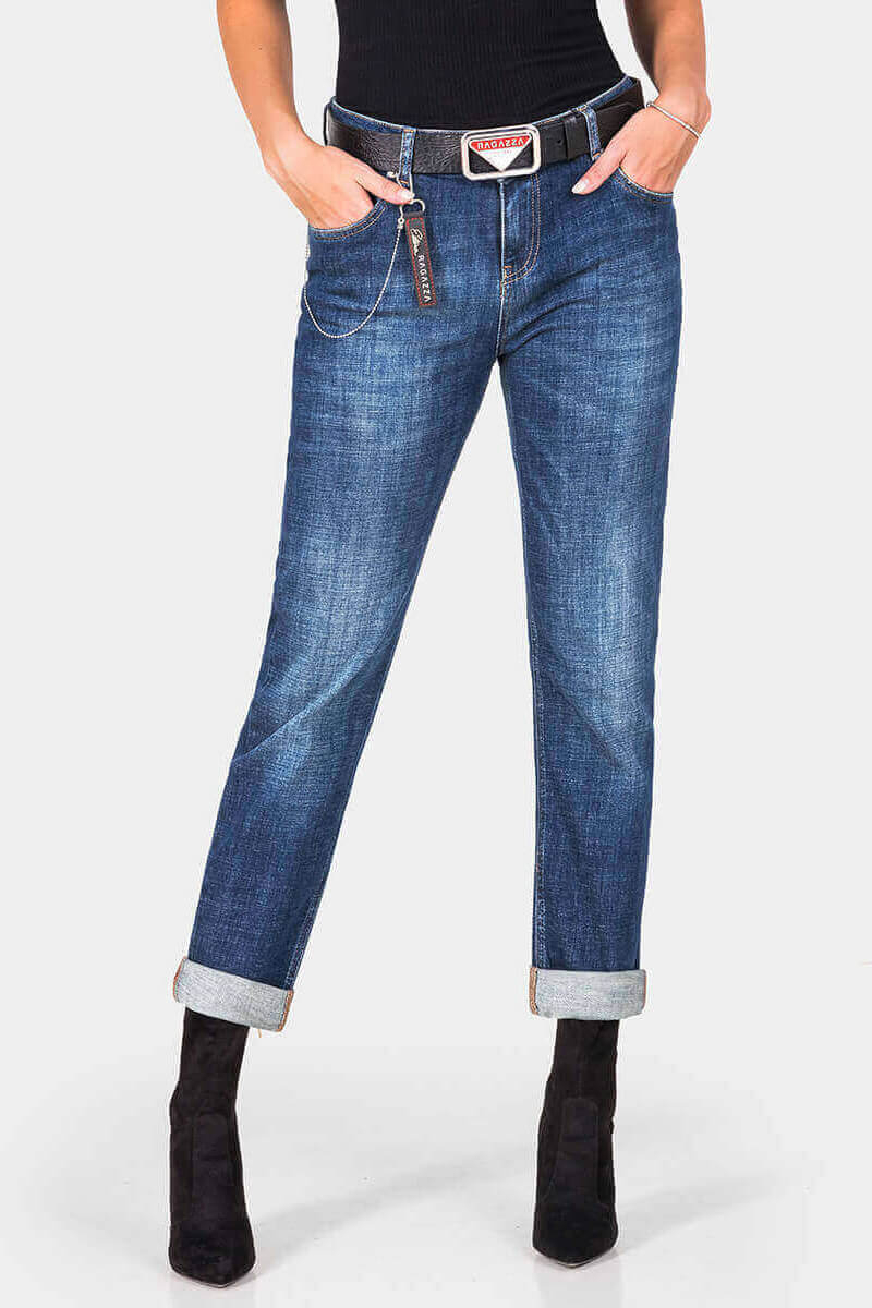 Бойфренд дамски дънки 6367-78 INDIGO Fashion
