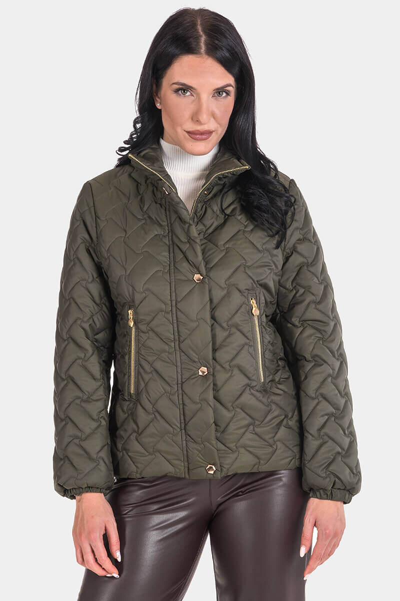 Γυναικείο πράσινο χειμερινό μπουφάν 2450-06 Caren Luis
