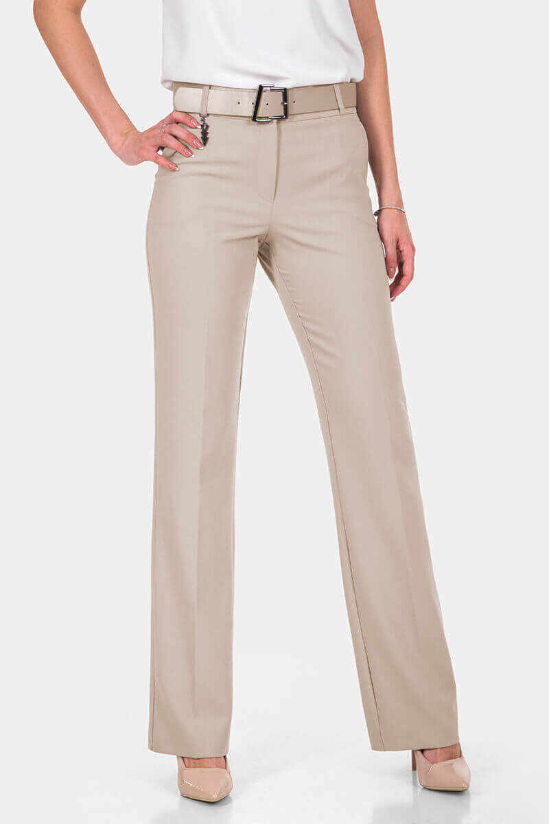 Ανοιχτό μπεζ γυναικείο παντελόνι 2430-02 Acun Fashion