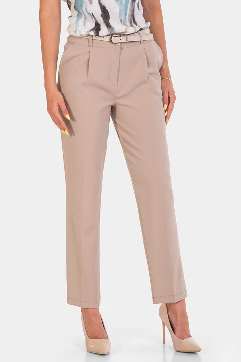 Κομψό μπεζ γυναικείο παντελόνι 106-02 Asil Line