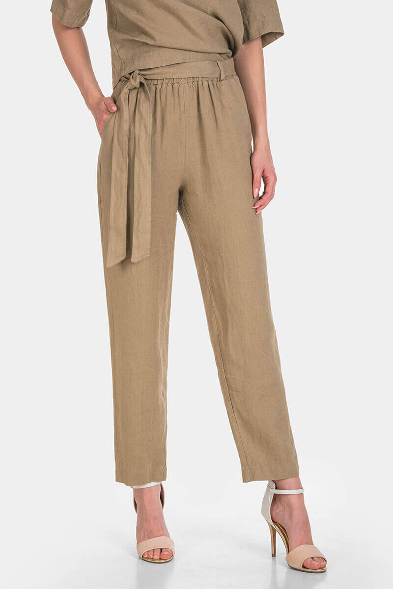 Γυναικείο λινό παντελόνι 7B114P-02 Caren Luis