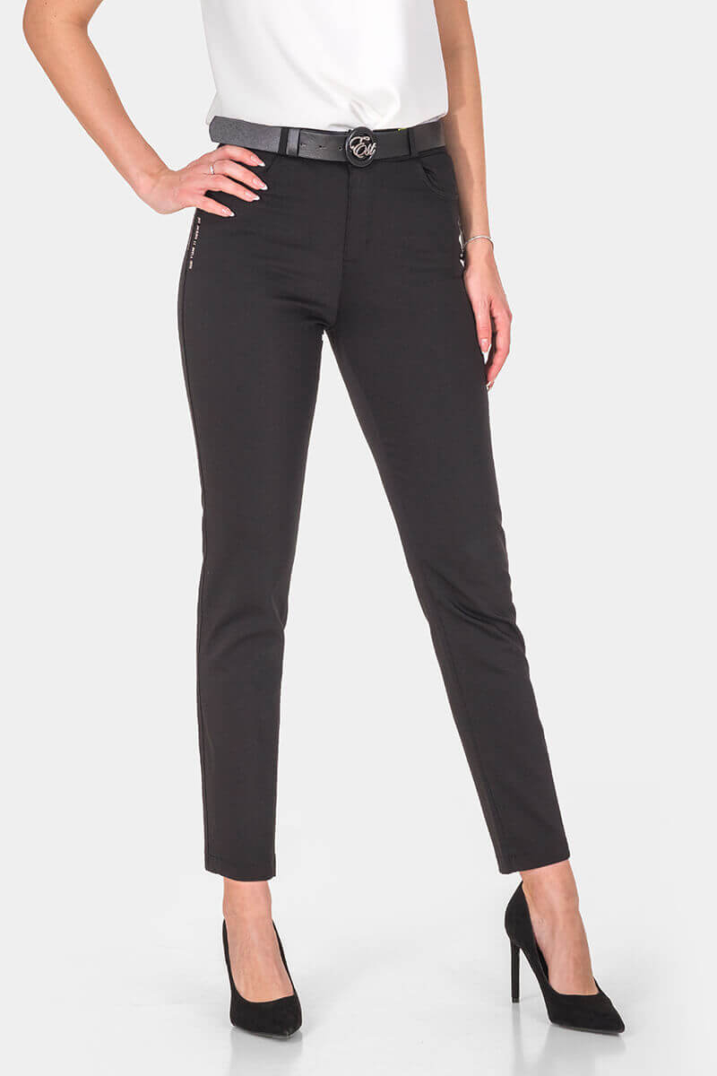 Μαύρο γυναικείο παντελόνι slim fit 1251-09 Estensivo
