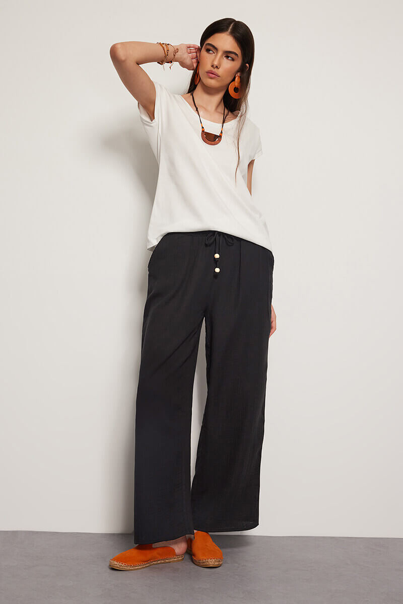 Φαρδύ σπορ-κομψό γυναικείο παντελόνι 24152-09 Flamenco