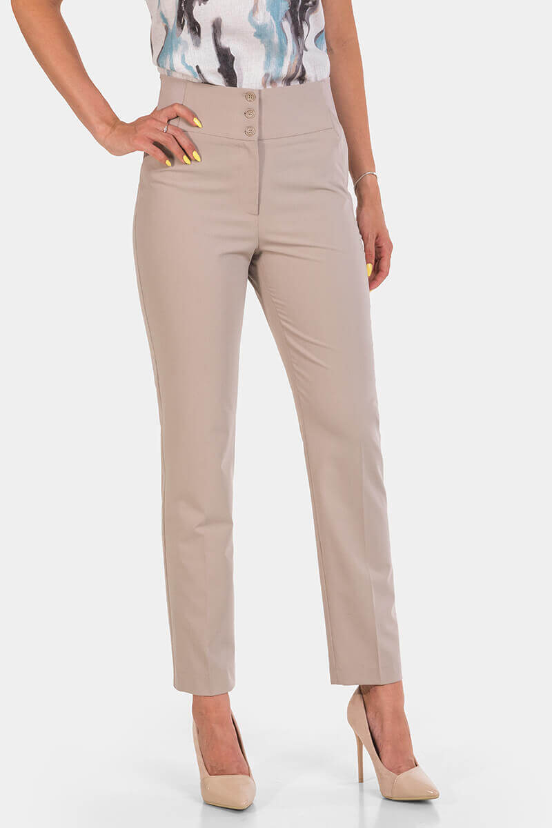 Κομψό μπεζ γυναικείο παντελόνι 3000-02 Gazaline