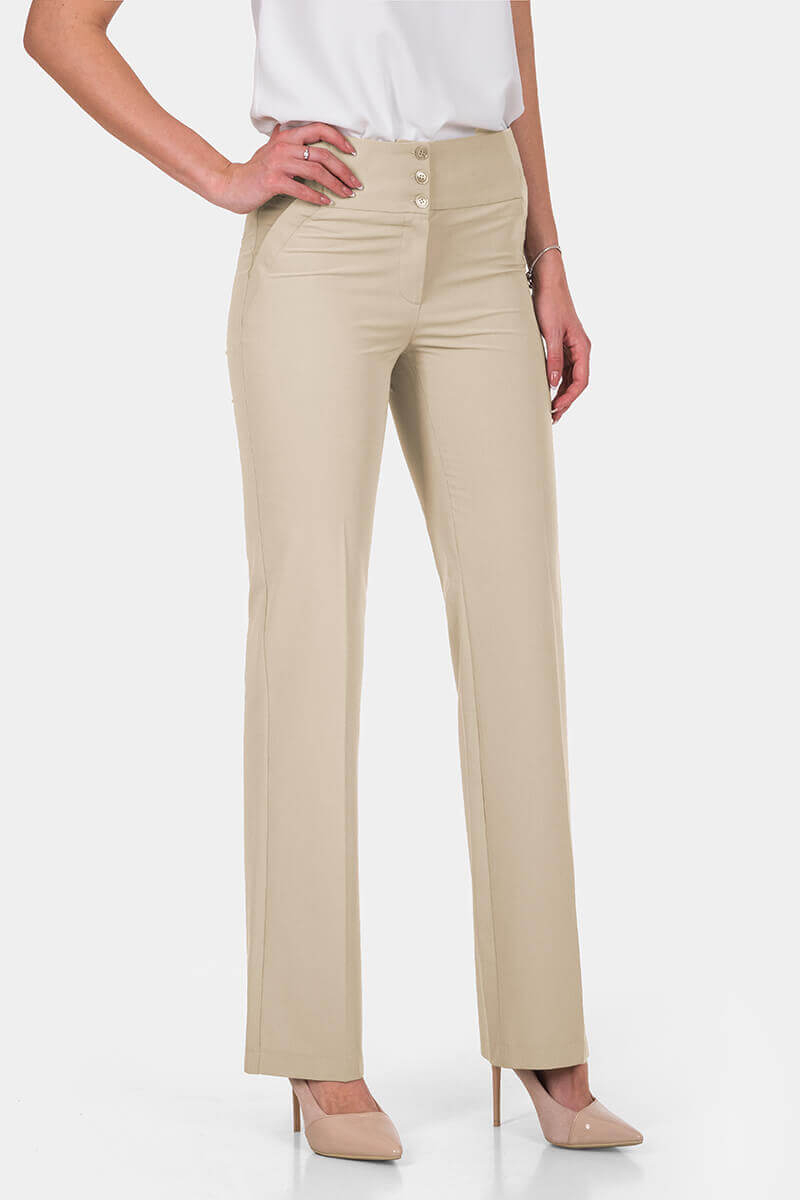 Κομψό μπεζ γυναικείο παντελόνι 3139-02 Gazaline