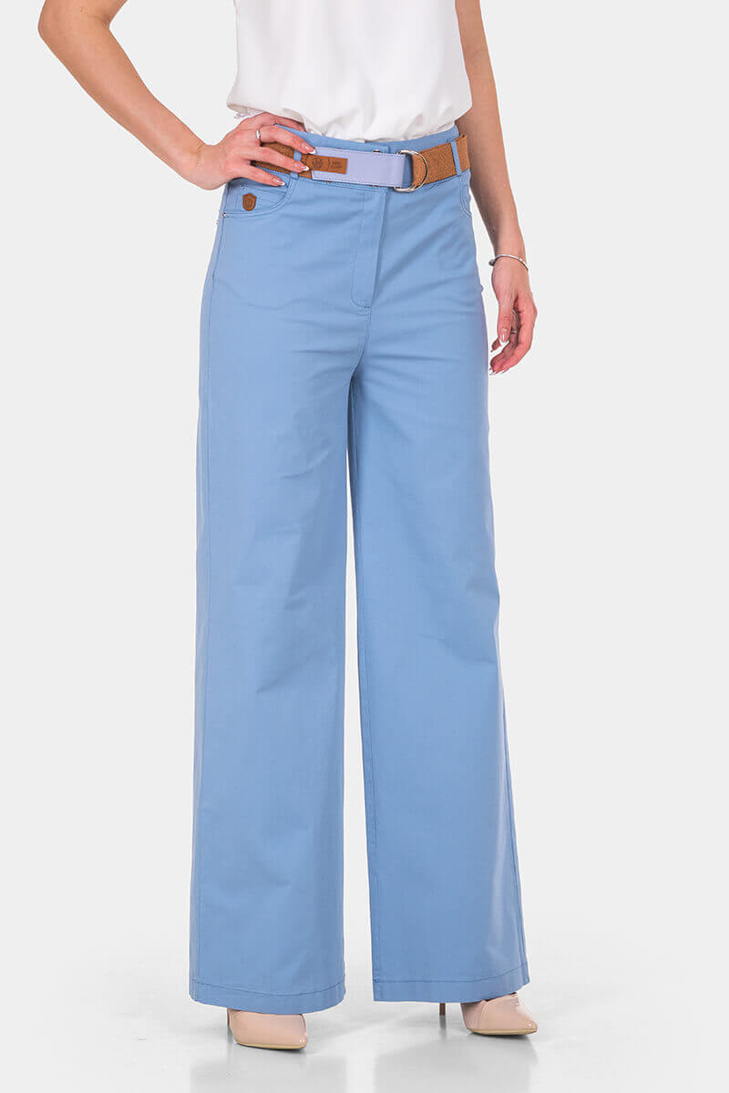 Βαμβακερό γαλάζιο γυναικείο παντελόνι 18970-17 Kadelli