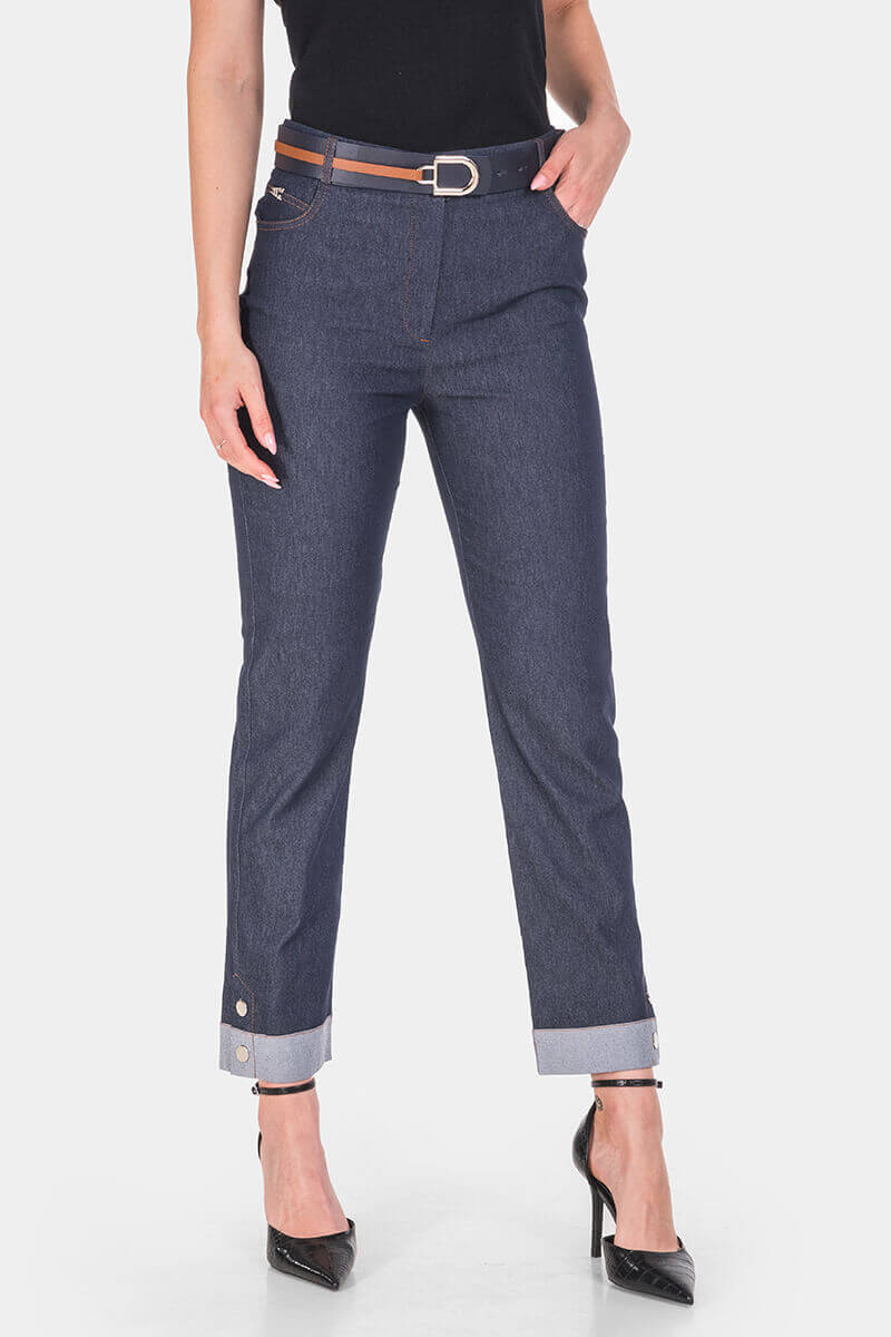 Κομψό μπλε γυναικείο παντελόνι 19530-18 Kadelli