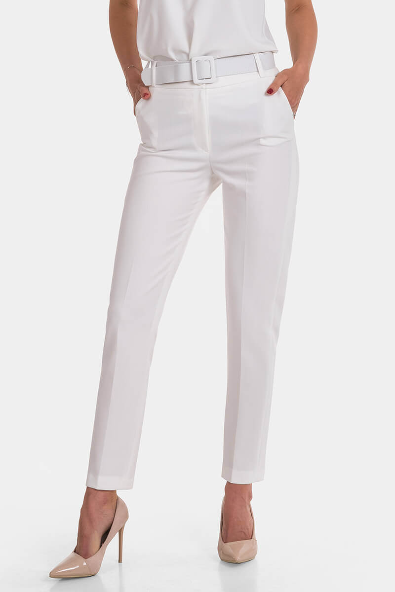 Κομψό λευκό γυναικείο παντελόνι 54310P-20 Kadelli