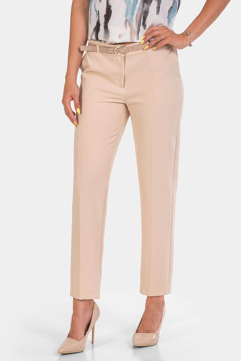 Κομψό μπεζ γυναικείο παντελόνι 3671P-02 Mischka