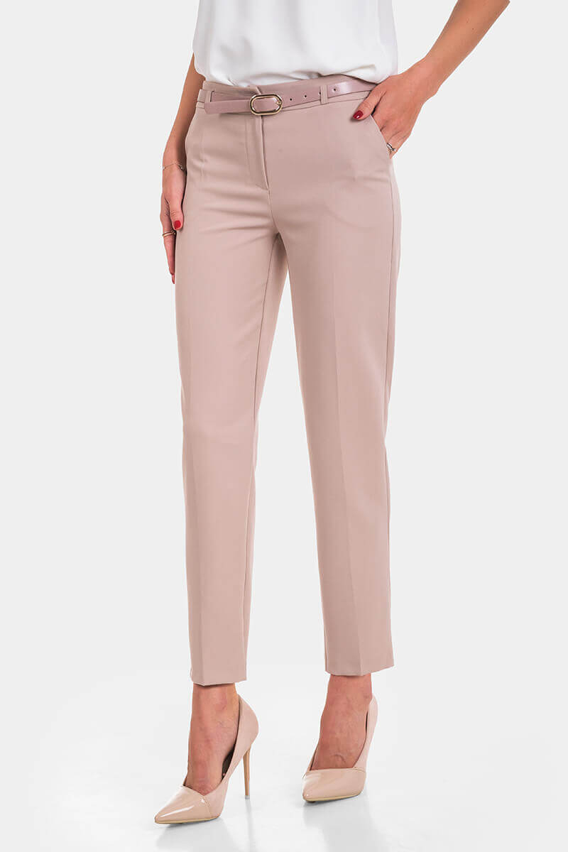 Κομψό σκούρο μπεζ γυναικείο παντελόνι 3671P-03 Mischka