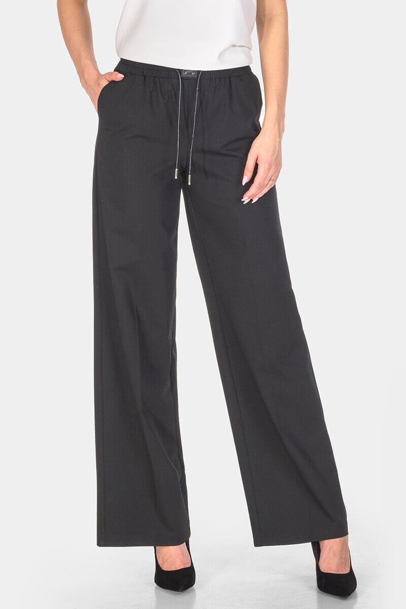 Φαρδύ μαύρο γυναικείο παντελόνι 8102-09 Neymaz