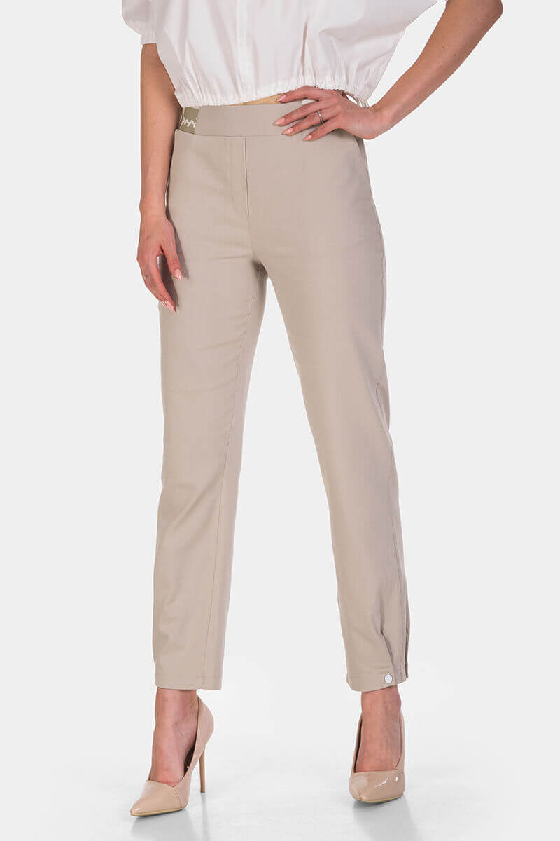 Γυναικείο μπεζ βαμβακερό παντελόνι 1013-02 Sinyorita