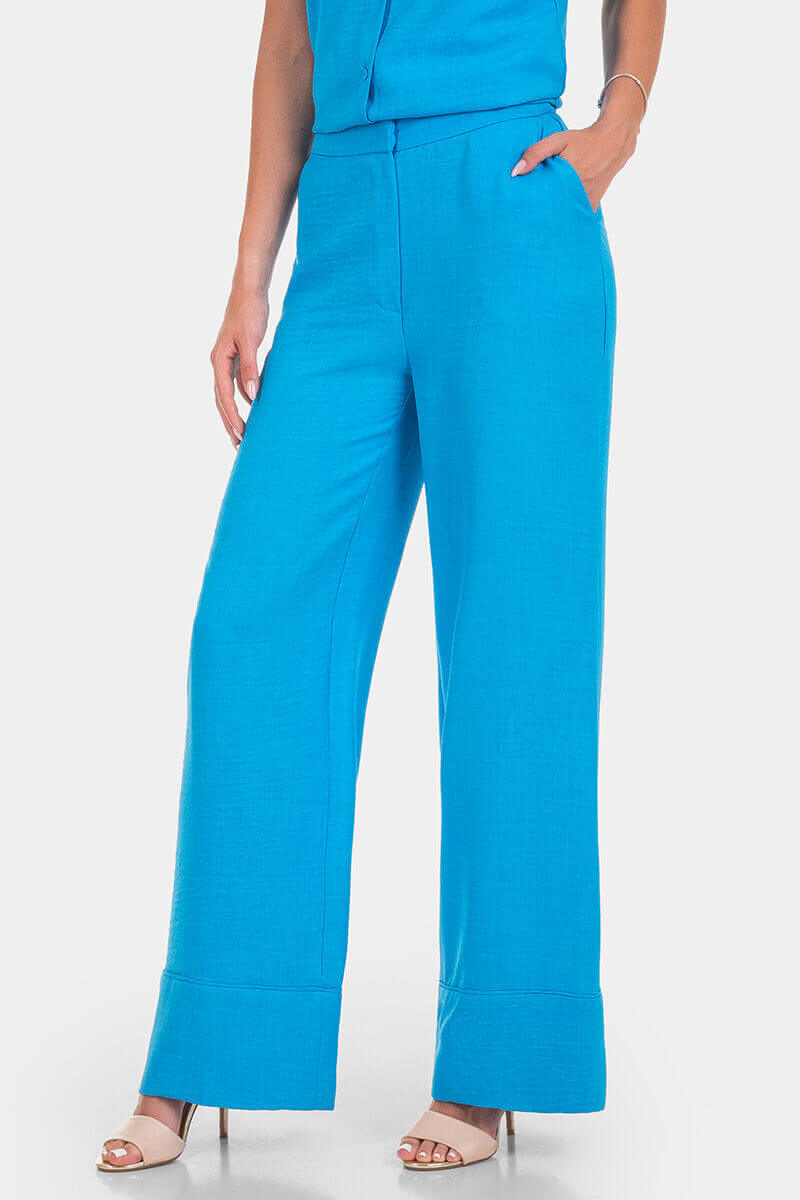 Φαρδύ μπλε γυναικείο παντελόνι 30193P-08 Favori