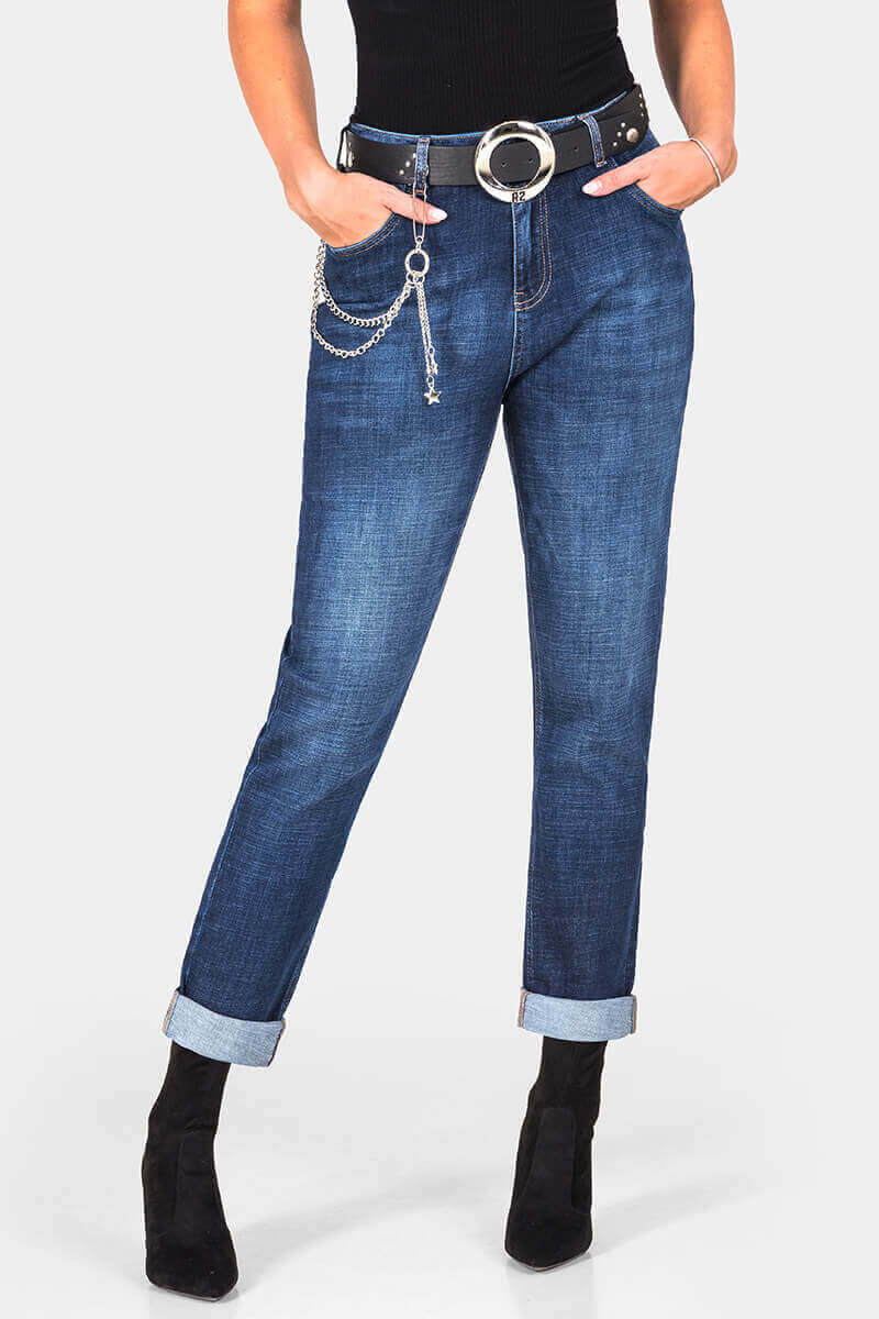 Бойфренд дамски дънки 6343 INDIGO Fashion