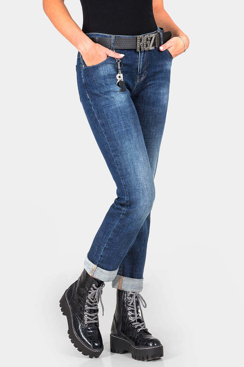 Бойфренд дамски дънки 6349-77  INDIGO Fashion