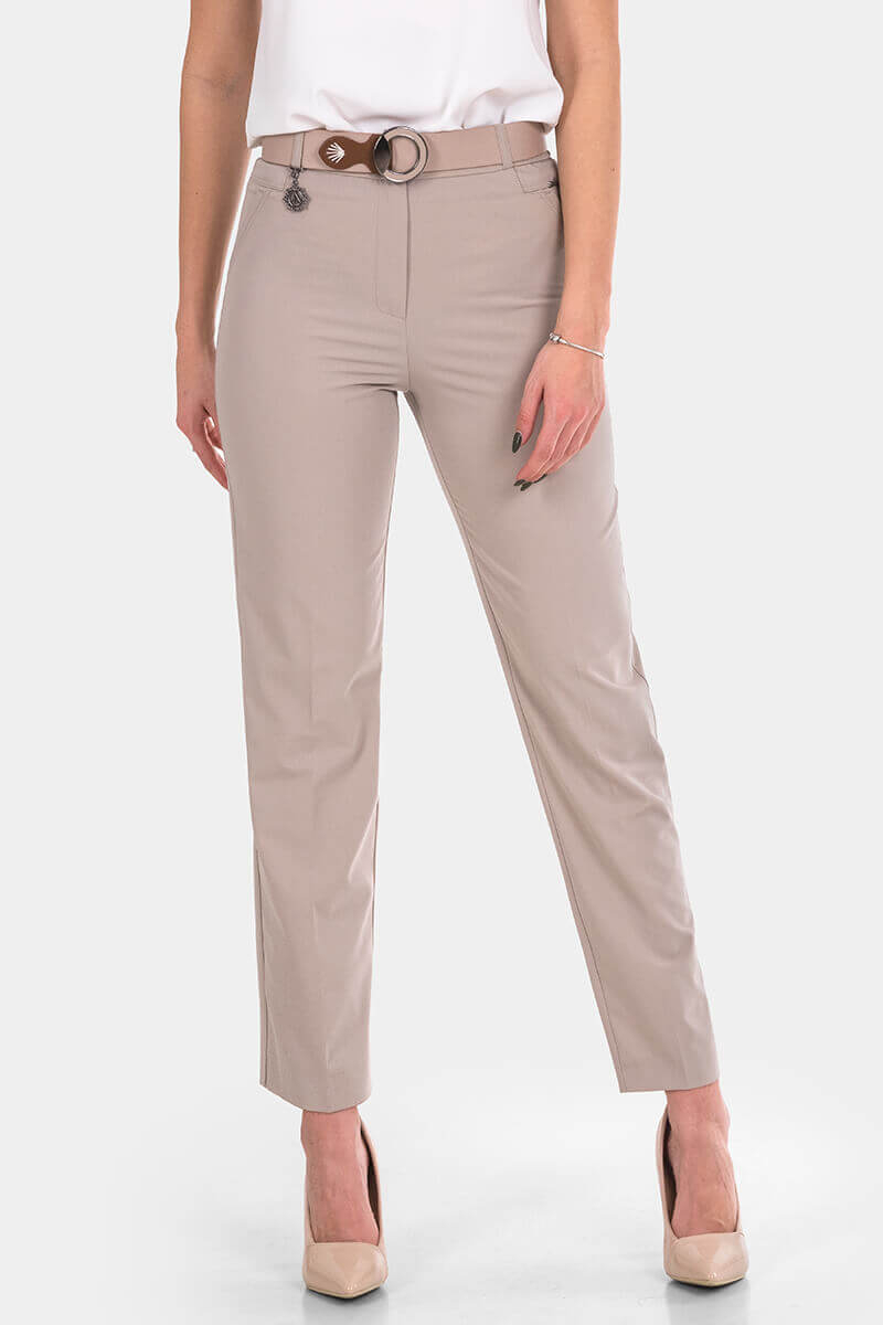 Κομψό μπεζ γυναικείο παντελόνι 2025-02 Acun Fashion