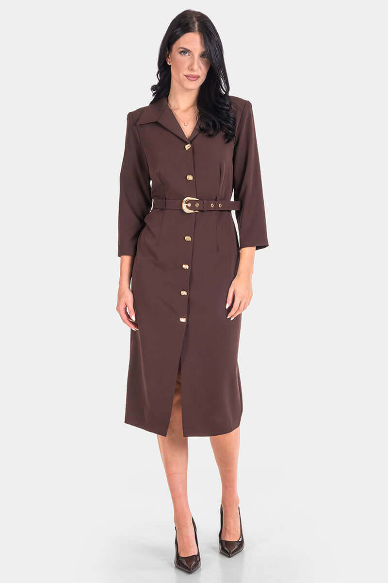 Μακρύ φόρεμα με ζώνη 7191-21 Designer club