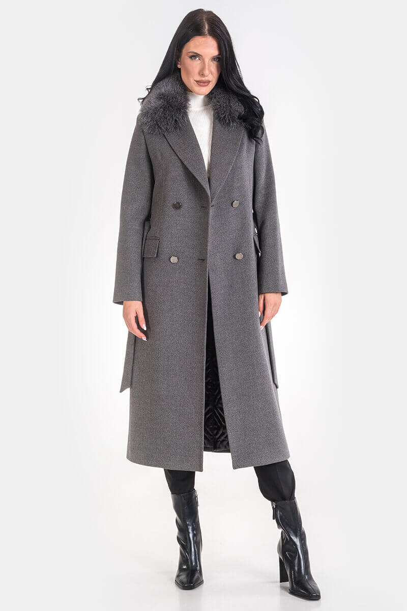 Κομψό γκρι γυναικείο παλτό 8655-11Eleta