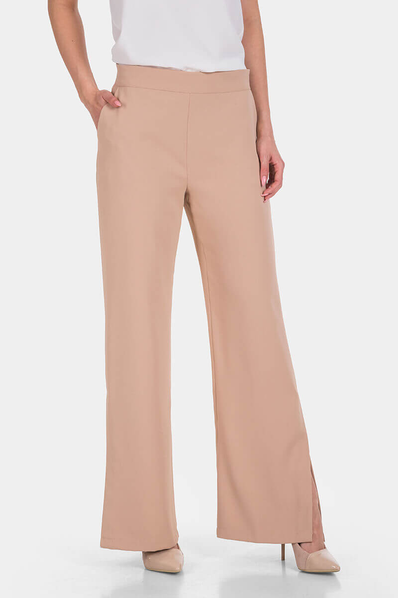 Φαρδύ μπεζ γυναικείο παντελόνι 469P-03 Maqrell