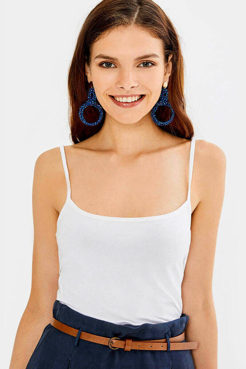 Бял дамски топ с тънки презрамки 601474 INDIGO Fashion